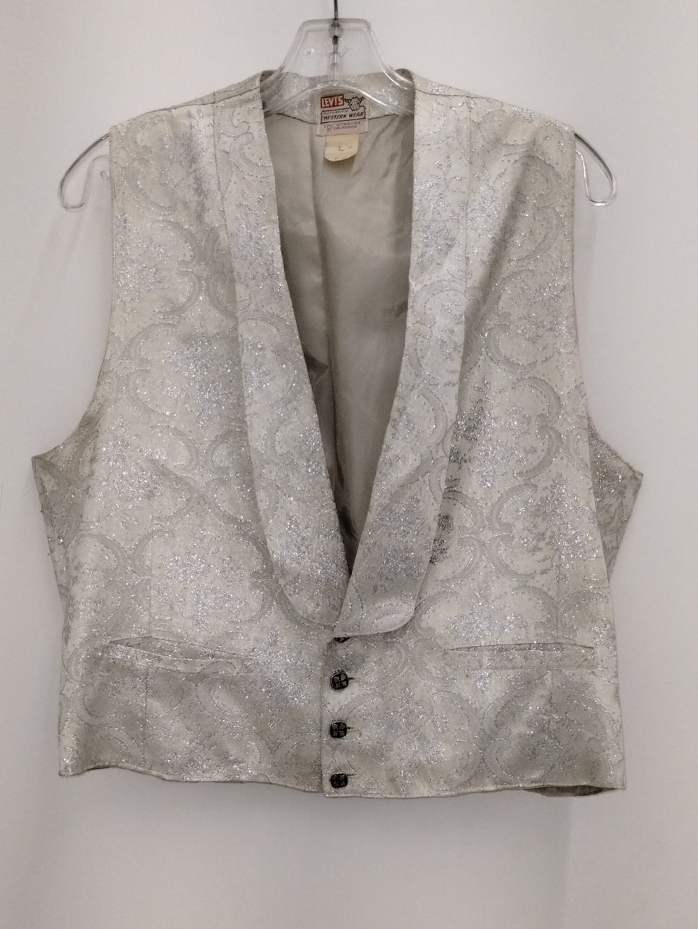 Levi's Authentic Westernwear Silver Cream Vintage Brocade Vest sz Large